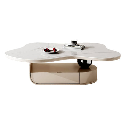 Modern Coffee Table Free Form Single Coffee Table with Storage Drawer White Clearhalo 'Coffee & Accent Tables' 'Coffee Tables' 'coffee_tables' 'furn' 'furn_coffee_tables' 'Furniture' 'Living Room Furniture' 7056856