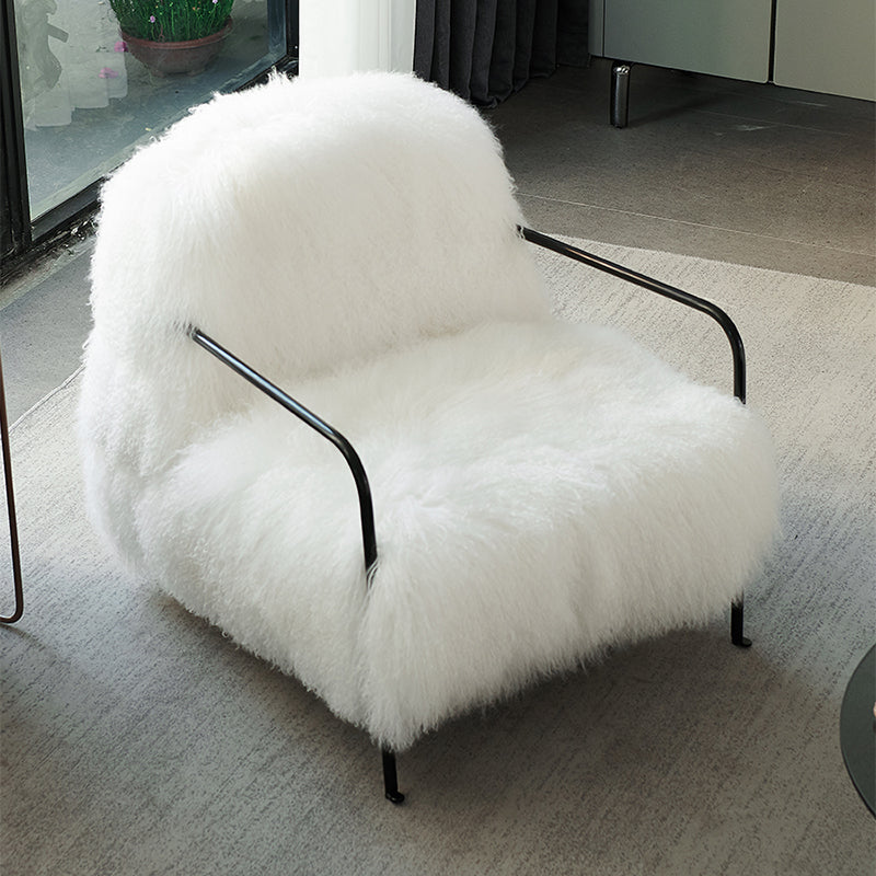 Contemporary 29.52 " Height White Wool Arm Chair for Bedroom Clearhalo 'Accent Chairs' 'accent_chairs' 'Chairs & Seating' 'furn' 'furn_accent_chairs' 'Furniture' 'Living Room Furniture' 7056858