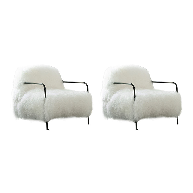 Contemporary 29.52 " Height White Wool Arm Chair for Bedroom 2 Piece Set Clearhalo 'Accent Chairs' 'accent_chairs' 'Chairs & Seating' 'furn' 'furn_accent_chairs' 'Furniture' 'Living Room Furniture' 7056859