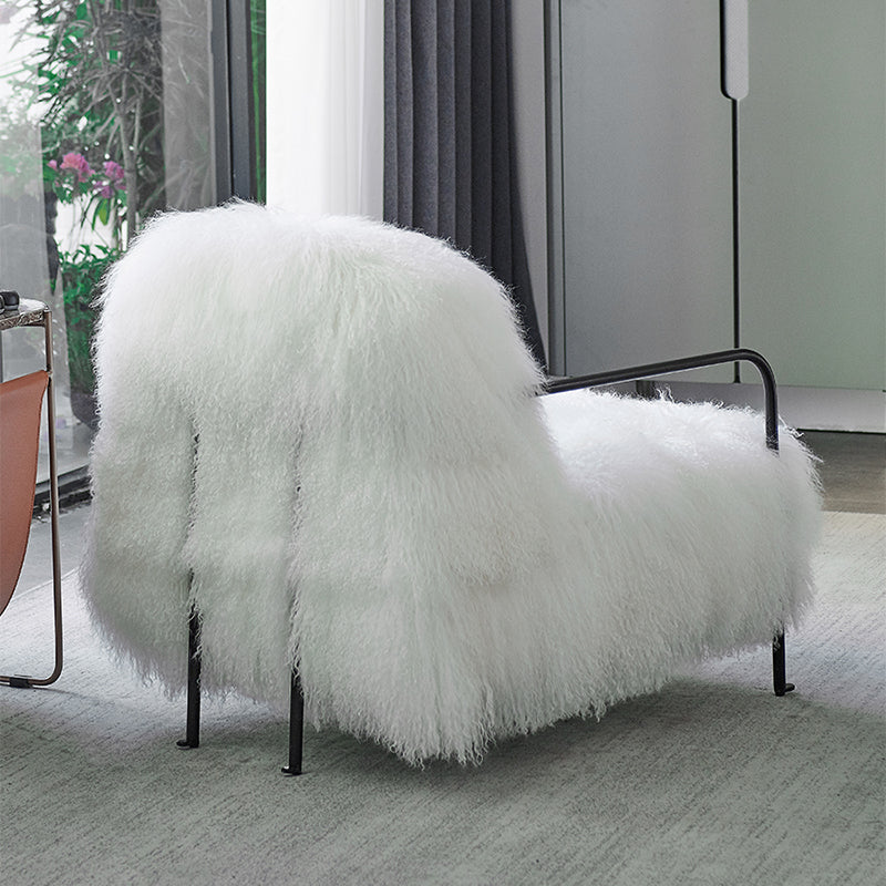 Contemporary 29.52 " Height White Wool Arm Chair for Bedroom Clearhalo 'Accent Chairs' 'accent_chairs' 'Chairs & Seating' 'furn' 'furn_accent_chairs' 'Furniture' 'Living Room Furniture' 7056862