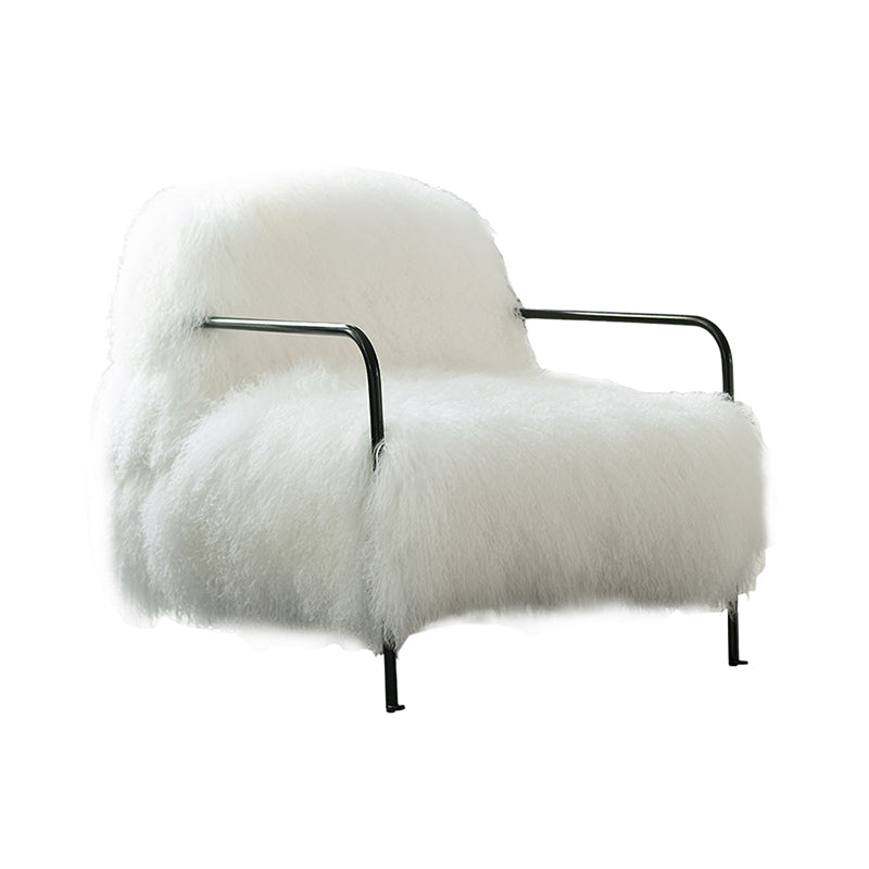 Contemporary 29.52 " Height White Wool Arm Chair for Bedroom Clearhalo 'Accent Chairs' 'accent_chairs' 'Chairs & Seating' 'furn' 'furn_accent_chairs' 'Furniture' 'Living Room Furniture' 7056863