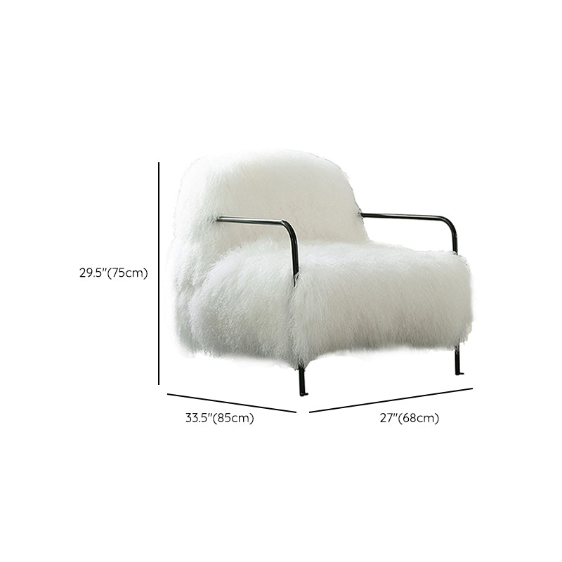 Contemporary 29.52 " Height White Wool Arm Chair for Bedroom Clearhalo 'Accent Chairs' 'accent_chairs' 'Chairs & Seating' 'furn' 'furn_accent_chairs' 'Furniture' 'Living Room Furniture' 7056867