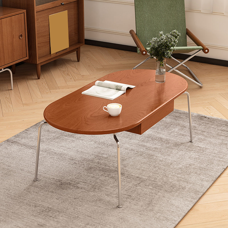 4 Legs Coffee Table Contemporary Oval Solid Wood Coffee Cocktail Table Clearhalo 'Coffee & Accent Tables' 'Coffee Tables' 'coffee_tables' 'furn' 'furn_coffee_tables' 'Furniture' 'Living Room Furniture' 7056869