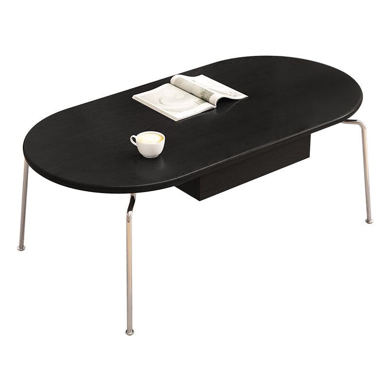 4 Legs Coffee Table Contemporary Oval Solid Wood Coffee Cocktail Table Clearhalo 'Coffee & Accent Tables' 'Coffee Tables' 'coffee_tables' 'furn' 'furn_coffee_tables' 'Furniture' 'Living Room Furniture' 7056877