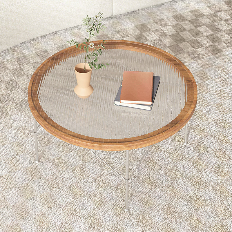 15"H Tropical Coffee Table Glass 4 Legs Coffee Cocktail Table Clearhalo 'Coffee & Accent Tables' 'Coffee Tables' 'coffee_tables' 'furn' 'furn_coffee_tables' 'Furniture' 'Living Room Furniture' 7056895