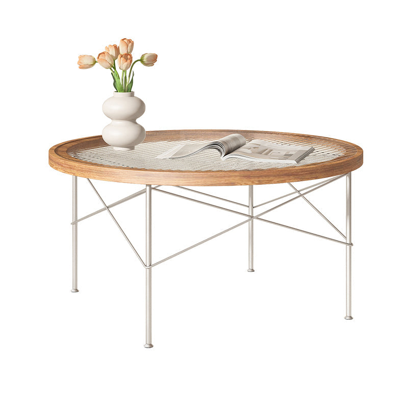 15"H Tropical Coffee Table Glass 4 Legs Coffee Cocktail Table Clearhalo 'Coffee & Accent Tables' 'Coffee Tables' 'coffee_tables' 'furn' 'furn_coffee_tables' 'Furniture' 'Living Room Furniture' 7056897