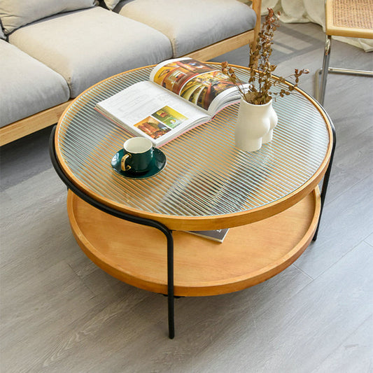 32" Wide Tropical Coffee Table Glass Storage Coffee Cocktail Table Clearhalo 'Coffee & Accent Tables' 'Coffee Tables' 'coffee_tables' 'furn' 'furn_coffee_tables' 'Furniture' 'Living Room Furniture' 7056906