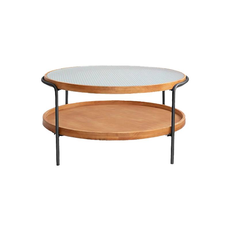 32" Wide Tropical Coffee Table Glass Storage Coffee Cocktail Table Reeded Glass Black Clearhalo 'Coffee & Accent Tables' 'Coffee Tables' 'coffee_tables' 'furn' 'furn_coffee_tables' 'Furniture' 'Living Room Furniture' 7056907