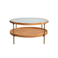 32" Wide Tropical Coffee Table Glass Storage Coffee Cocktail Table Reeded Glass Gold Clearhalo 'Coffee & Accent Tables' 'Coffee Tables' 'coffee_tables' 'furn' 'furn_coffee_tables' 'Furniture' 'Living Room Furniture' 7056908
