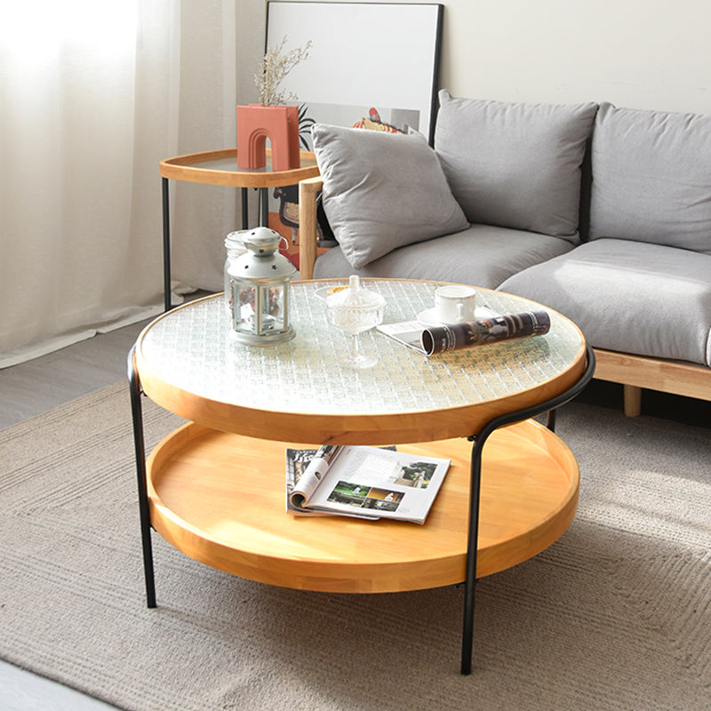 32" Wide Tropical Coffee Table Glass Storage Coffee Cocktail Table Clearhalo 'Coffee & Accent Tables' 'Coffee Tables' 'coffee_tables' 'furn' 'furn_coffee_tables' 'Furniture' 'Living Room Furniture' 7056909
