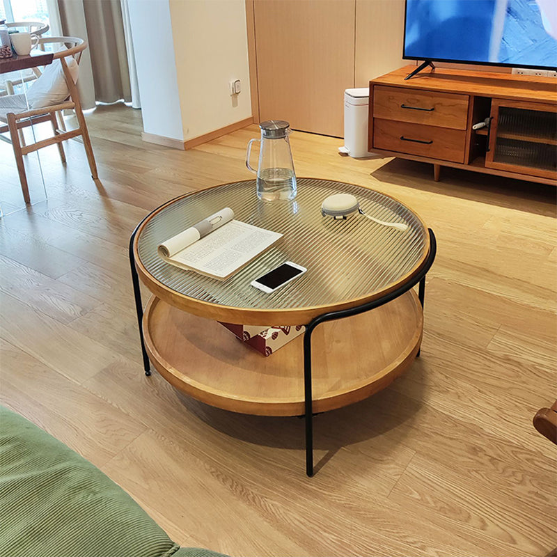 32" Wide Tropical Coffee Table Glass Storage Coffee Cocktail Table Clearhalo 'Coffee & Accent Tables' 'Coffee Tables' 'coffee_tables' 'furn' 'furn_coffee_tables' 'Furniture' 'Living Room Furniture' 7056912