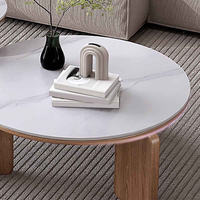 Contemporary Solid Wood Coffee Cocktail Table Slate Round Top Coffee Table Clearhalo 'Coffee & Accent Tables' 'Coffee Tables' 'coffee_tables' 'furn' 'furn_coffee_tables' 'Furniture' 'Living Room Furniture' 7056986