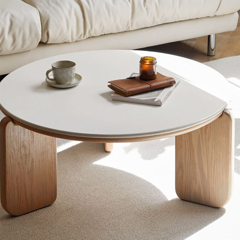 Contemporary Solid Wood Coffee Cocktail Table Slate Round Top Coffee Table Clearhalo 'Coffee & Accent Tables' 'Coffee Tables' 'coffee_tables' 'furn' 'furn_coffee_tables' 'Furniture' 'Living Room Furniture' 7056994