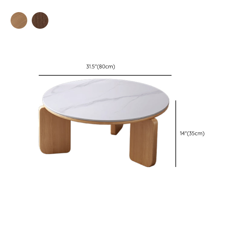 Contemporary Solid Wood Coffee Cocktail Table Slate Round Top Coffee Table Clearhalo 'Coffee & Accent Tables' 'Coffee Tables' 'coffee_tables' 'furn' 'furn_coffee_tables' 'Furniture' 'Living Room Furniture' 7056996