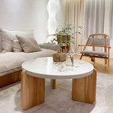 Round Terrazzo 1 Single Coffee Table Modern Style Wooden 3 Legs Cocktail Table Clearhalo 'Coffee & Accent Tables' 'Coffee Tables' 'coffee_tables' 'furn' 'furn_coffee_tables' 'Furniture' 'Living Room Furniture' 7057018