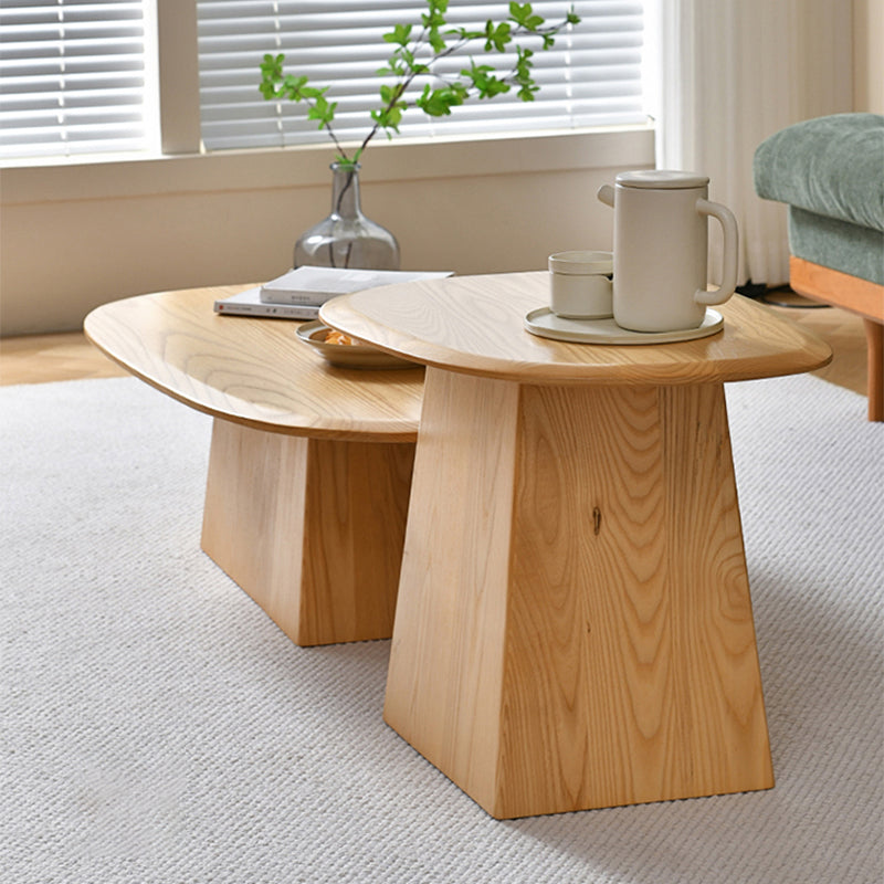 Pedestal Solid Wood Coffee Table Set Elliptical Simple Cocktail Table Clearhalo 'Coffee & Accent Tables' 'Coffee Tables' 'coffee_tables' 'furn' 'furn_coffee_tables' 'Furniture' 'Living Room Furniture' 7057043