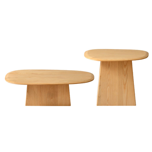 Pedestal Solid Wood Coffee Table Set Elliptical Simple Cocktail Table Clearhalo 'Coffee & Accent Tables' 'Coffee Tables' 'coffee_tables' 'furn' 'furn_coffee_tables' 'Furniture' 'Living Room Furniture' 7057044
