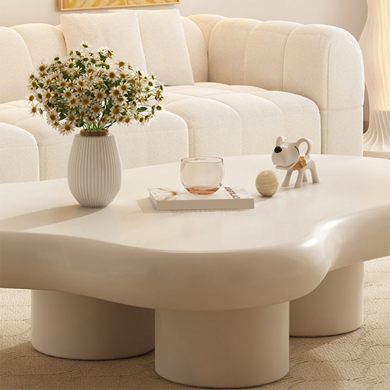 White 4 Legs Coffee Table Contemporary Geometric Wood Cocktail Table Clearhalo 'Coffee & Accent Tables' 'Coffee Tables' 'coffee_tables' 'furn' 'furn_coffee_tables' 'Furniture' 'Living Room Furniture' 7057064