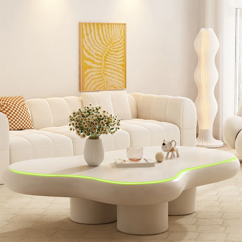 White 4 Legs Coffee Table Contemporary Geometric Wood Cocktail Table Clearhalo 'Coffee & Accent Tables' 'Coffee Tables' 'coffee_tables' 'furn' 'furn_coffee_tables' 'Furniture' 'Living Room Furniture' 7057065