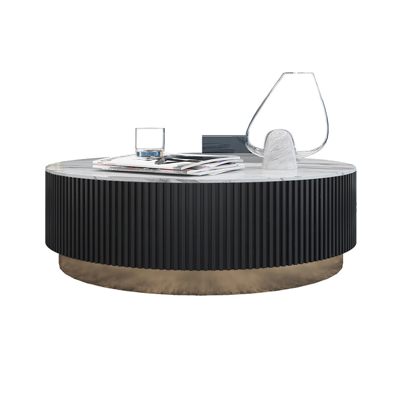 Frame/Drum Coffee Table Slate Cocktail Table with Storage Drawers 39.5"L x 39.5"W x 14"H Clearhalo 'Coffee & Accent Tables' 'Coffee Tables' 'coffee_tables' 'furn' 'furn_coffee_tables' 'Furniture' 'Living Room Furniture' 7057079