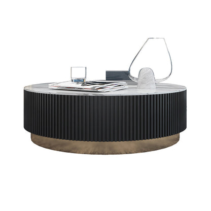 Frame/Drum Coffee Table Slate Cocktail Table with Storage Drawers 39.5"L x 39.5"W x 14"H