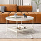 Salontafel met 4 poten, koffiecocktailtafel met glazen blad en plank