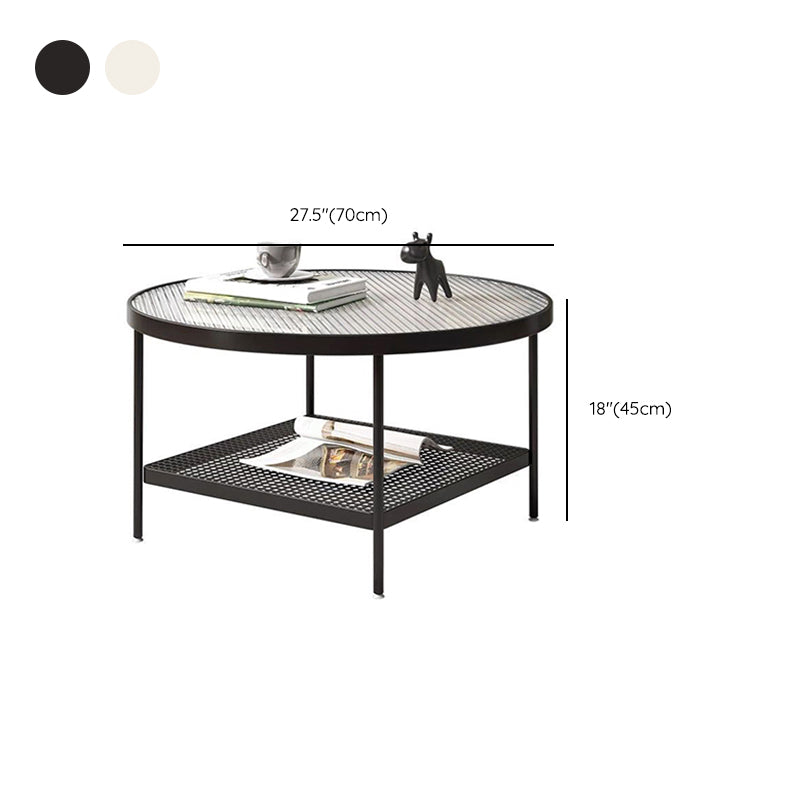 Salontafel met 4 poten, koffiecocktailtafel met glazen blad en plank