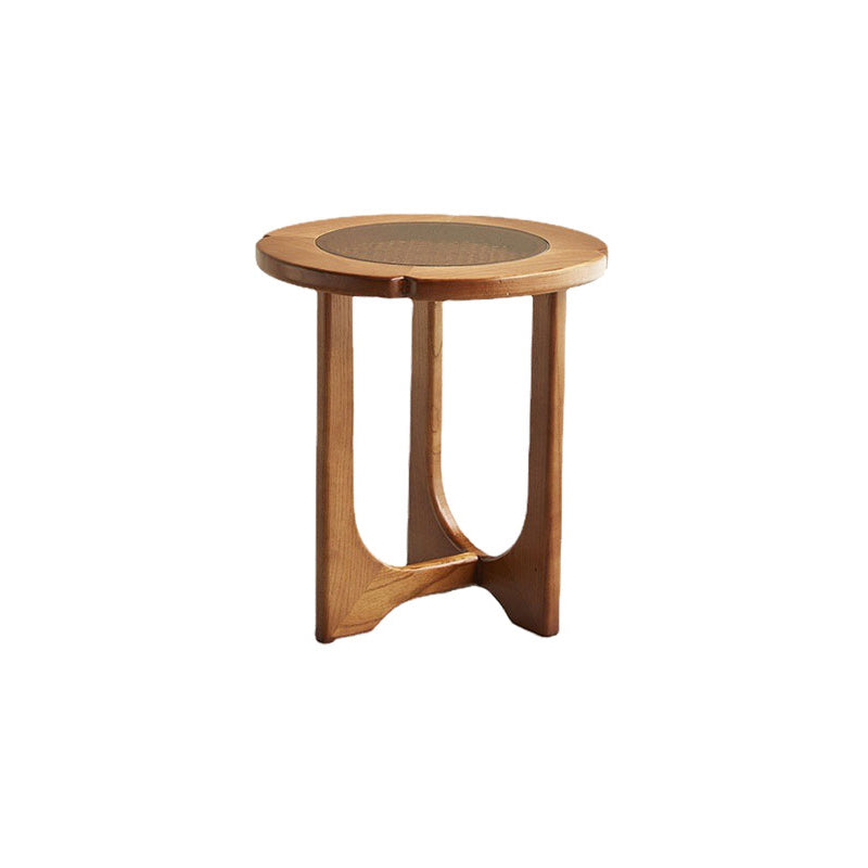 Cross Legs Cocktail Table Tropical Glass Coffee Table No Distressing 18"L x 18"W x 20"H Walnut Clearhalo 'Coffee & Accent Tables' 'Coffee Tables' 'coffee_tables' 'furn' 'furn_coffee_tables' 'Furniture' 'Living Room Furniture' 7057129