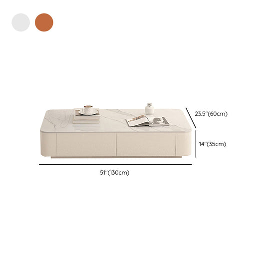 Mesa de café rectangular de bloques Mesa de café individual moderna con cajones