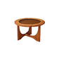 Table basse ou table d'appoint avec plateau en verre, pieds croisés noirs, table de cocktail