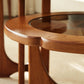 Table basse ou table d'appoint avec plateau en verre, pieds croisés noirs, table de cocktail