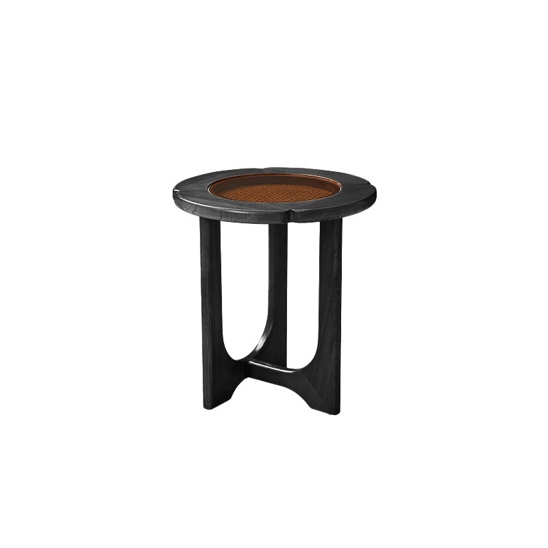 Table basse ou table d'appoint avec plateau en verre, pieds croisés noirs, table de cocktail