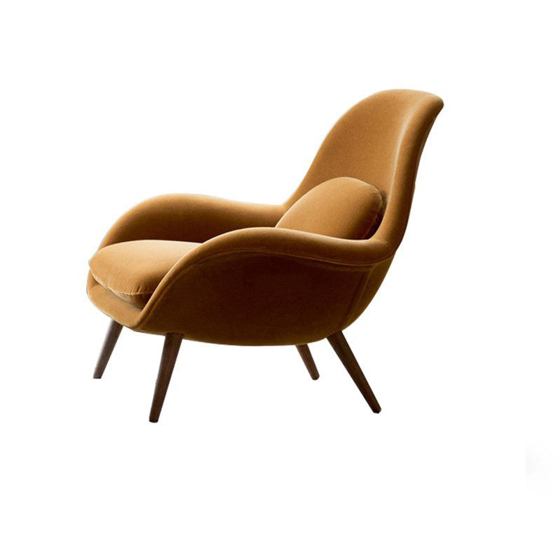 Contemporary Solid Color Velvet Arm Chair 4 Legs Flared Arms Chair Accent Chair Yellow 1 Piece Clearhalo 'Accent Chairs' 'accent_chairs' 'Chairs & Seating' 'furn' 'furn_accent_chairs' 'Furniture' 'Living Room Furniture' 7057302