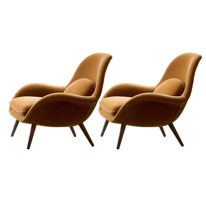 Contemporary Solid Color Velvet Arm Chair 4 Legs Flared Arms Chair Accent Chair Yellow 2 Piece Set Clearhalo 'Accent Chairs' 'accent_chairs' 'Chairs & Seating' 'furn' 'furn_accent_chairs' 'Furniture' 'Living Room Furniture' 7057309