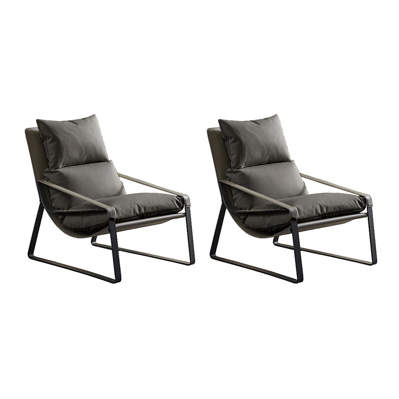 Modern 35.43" Wide Sewn Pillow Back Sponge Metal Frame Arm Chair Gray 2 Piece Set Clearhalo 'Accent Chairs' 'accent_chairs' 'Chairs & Seating' 'furn' 'furn_accent_chairs' 'Furniture' 'Living Room Furniture' 7057322