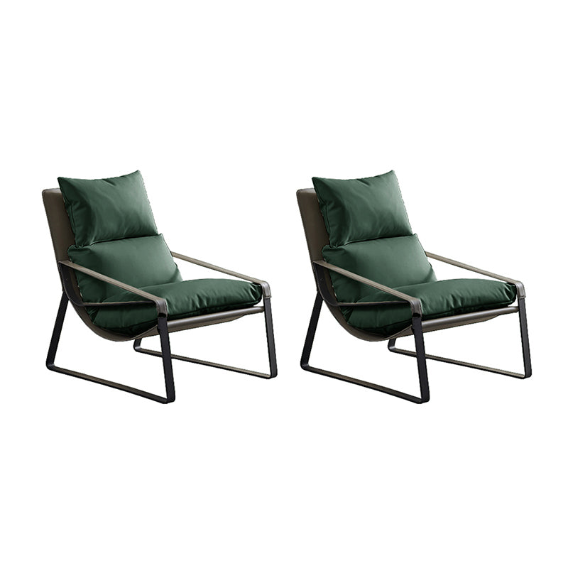Modern 35.43" Wide Sewn Pillow Back Sponge Metal Frame Arm Chair Green 2 Piece Set Clearhalo 'Accent Chairs' 'accent_chairs' 'Chairs & Seating' 'furn' 'furn_accent_chairs' 'Furniture' 'Living Room Furniture' 7057326