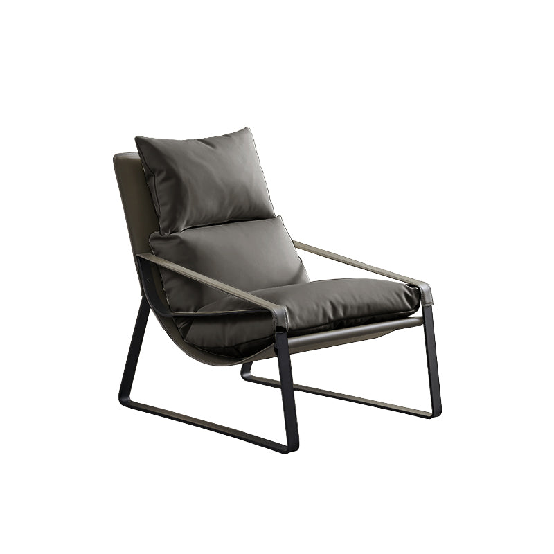Modern 35.43" Wide Sewn Pillow Back Sponge Metal Frame Arm Chair Gray 1 Piece Clearhalo 'Accent Chairs' 'accent_chairs' 'Chairs & Seating' 'furn' 'furn_accent_chairs' 'Furniture' 'Living Room Furniture' 7057330
