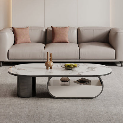 Abstrakter Kaffeetisch -Schiefer -Cocktailtisch mit Lagerschublade und Regal