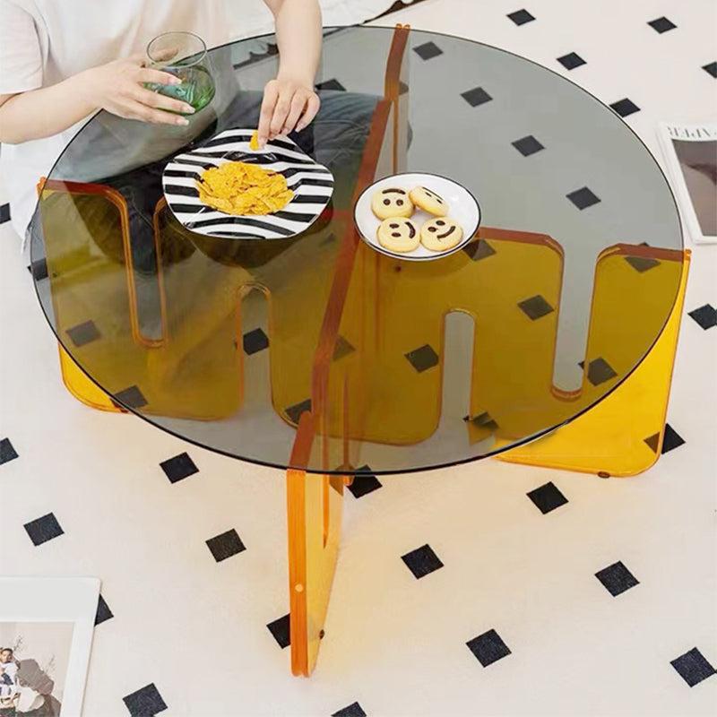 Abstract Coffee Table Modern Glass Top Coffee Cocktail Table Clearhalo 'Coffee & Accent Tables' 'Coffee Tables' 'coffee_tables' 'furn' 'furn_coffee_tables' 'Furniture' 'Living Room Furniture' 7057488