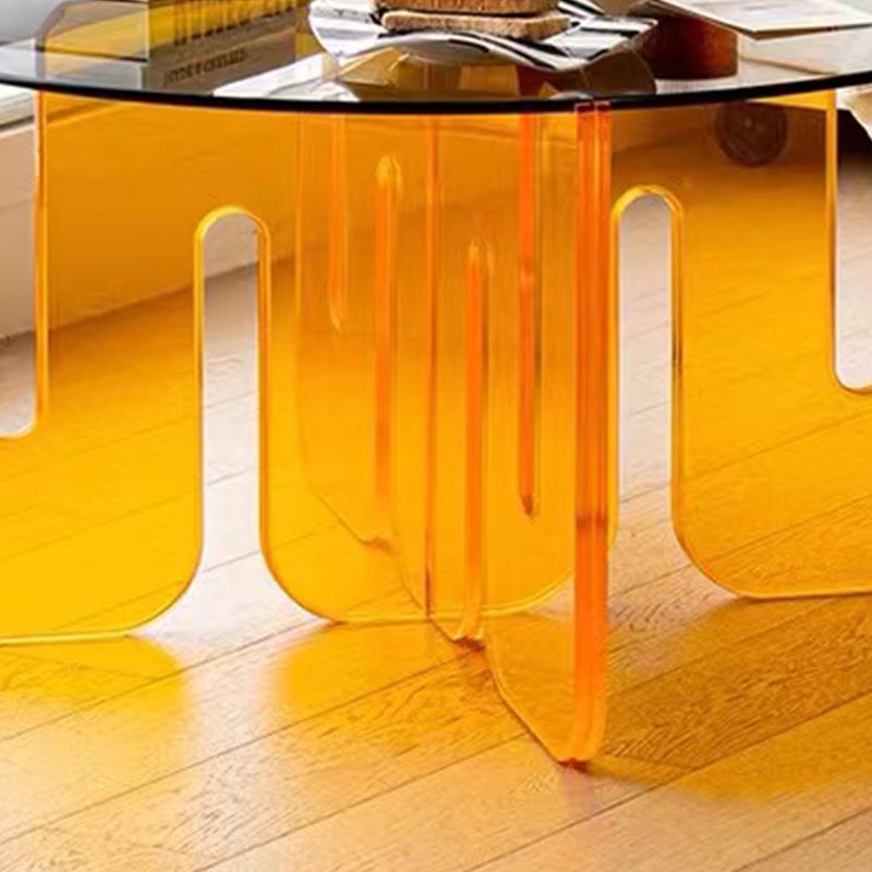 Abstract Coffee Table Modern Glass Top Coffee Cocktail Table Clearhalo 'Coffee & Accent Tables' 'Coffee Tables' 'coffee_tables' 'furn' 'furn_coffee_tables' 'Furniture' 'Living Room Furniture' 7057490