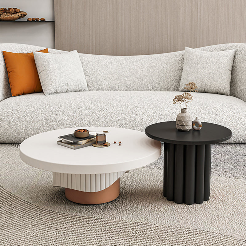 Pedestal Round Coffee Table Set Modern Minimalist Cocktail Table Black Clearhalo 'Coffee & Accent Tables' 'Coffee Tables' 'coffee_tables' 'furn' 'furn_coffee_tables' 'Furniture' 'Living Room Furniture' 7057588