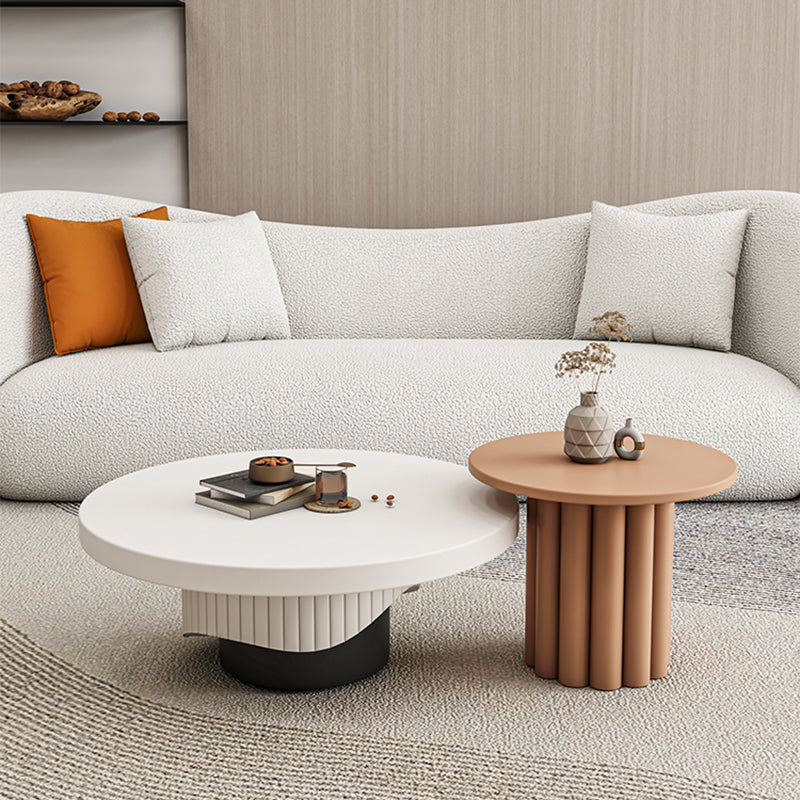 Pedestal Round Coffee Table Set Modern Minimalist Cocktail Table Brown Clearhalo 'Coffee & Accent Tables' 'Coffee Tables' 'coffee_tables' 'furn' 'furn_coffee_tables' 'Furniture' 'Living Room Furniture' 7057590