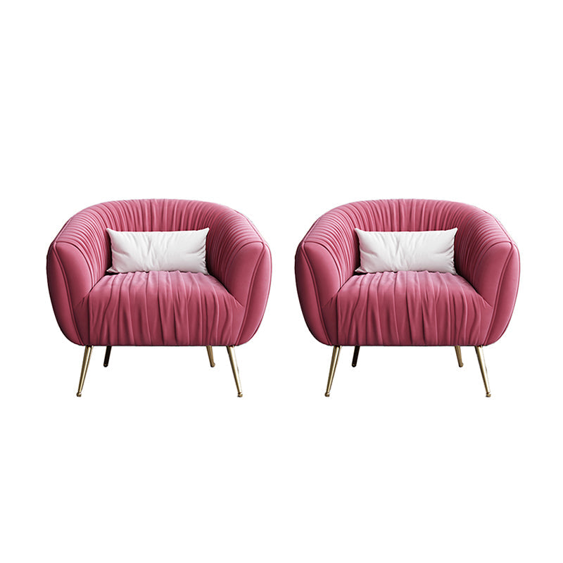 Modern Pillow Back Chair Solid Color Upholstered Sloped Arms Chair Rose Bloom 2 Piece Set Clearhalo 'Accent Chairs' 'accent_chairs' 'Chairs & Seating' 'furn' 'furn_accent_chairs' 'Furniture' 'Living Room Furniture' 7057619