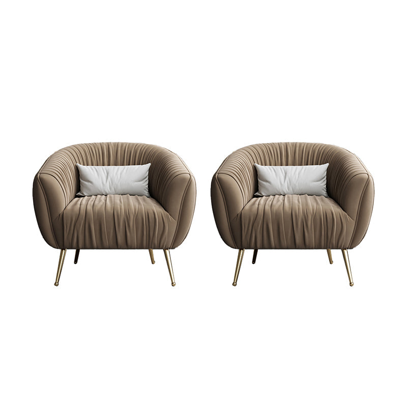 Modern Pillow Back Chair Solid Color Upholstered Sloped Arms Chair Brown 2 Piece Set Clearhalo 'Accent Chairs' 'accent_chairs' 'Chairs & Seating' 'furn' 'furn_accent_chairs' 'Furniture' 'Living Room Furniture' 7057620