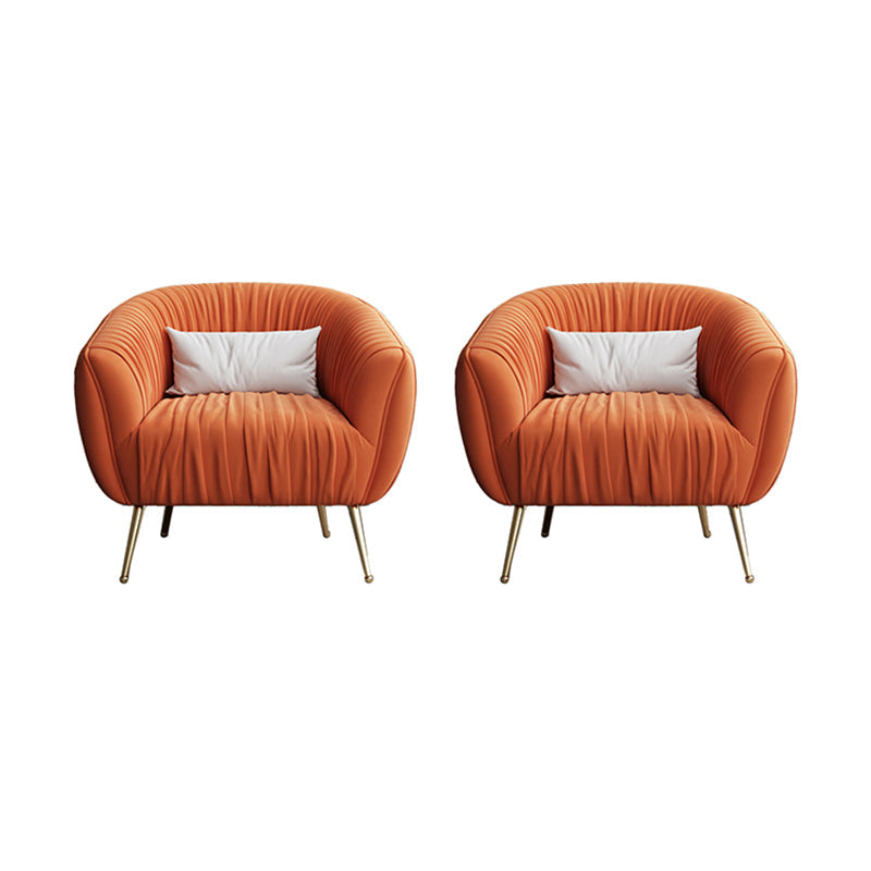 Modern Pillow Back Chair Solid Color Upholstered Sloped Arms Chair Orange 2 Piece Set Clearhalo 'Accent Chairs' 'accent_chairs' 'Chairs & Seating' 'furn' 'furn_accent_chairs' 'Furniture' 'Living Room Furniture' 7057622