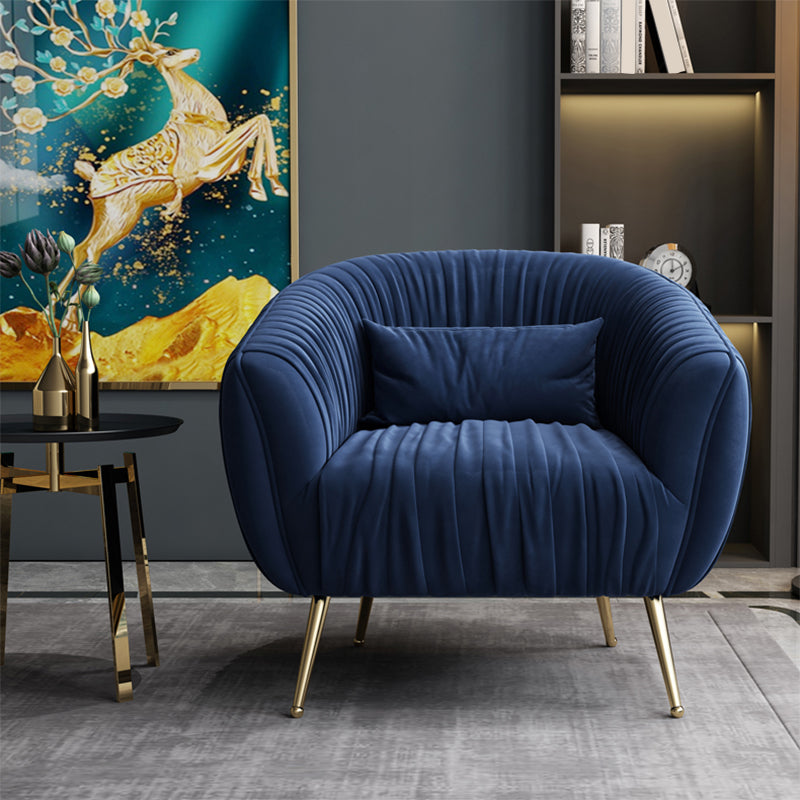 Modern Pillow Back Chair Solid Color Upholstered Sloped Arms Chair Blue 1 Piece Clearhalo 'Accent Chairs' 'accent_chairs' 'Chairs & Seating' 'furn' 'furn_accent_chairs' 'Furniture' 'Living Room Furniture' 7057633
