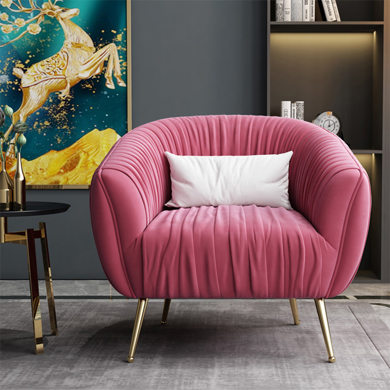 Modern Pillow Back Chair Solid Color Upholstered Sloped Arms Chair Rose Bloom 1 Piece Clearhalo 'Accent Chairs' 'accent_chairs' 'Chairs & Seating' 'furn' 'furn_accent_chairs' 'Furniture' 'Living Room Furniture' 7057636
