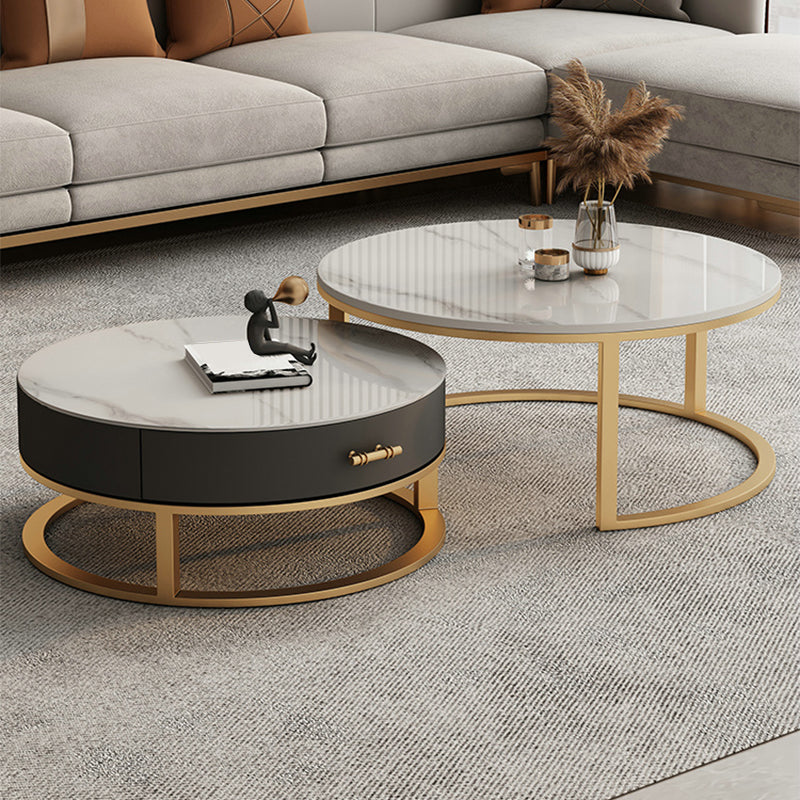 Frame Coffee Table White Slate Cocktail Table with Storage Drawers Clearhalo 'Coffee & Accent Tables' 'Coffee Tables' 'coffee_tables' 'furn' 'furn_coffee_tables' 'Furniture' 'Living Room Furniture' 7057665