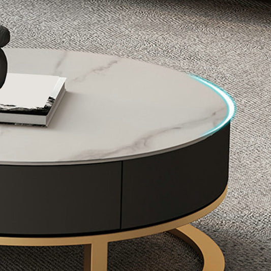 Frame Coffee Table White Slate Cocktail Table with Storage Drawers Clearhalo 'Coffee & Accent Tables' 'Coffee Tables' 'coffee_tables' 'furn' 'furn_coffee_tables' 'Furniture' 'Living Room Furniture' 7057668