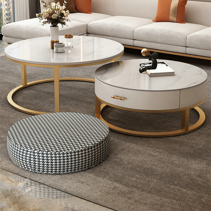Frame Coffee Table White Slate Cocktail Table with Storage Drawers Clearhalo 'Coffee & Accent Tables' 'Coffee Tables' 'coffee_tables' 'furn' 'furn_coffee_tables' 'Furniture' 'Living Room Furniture' 7057671